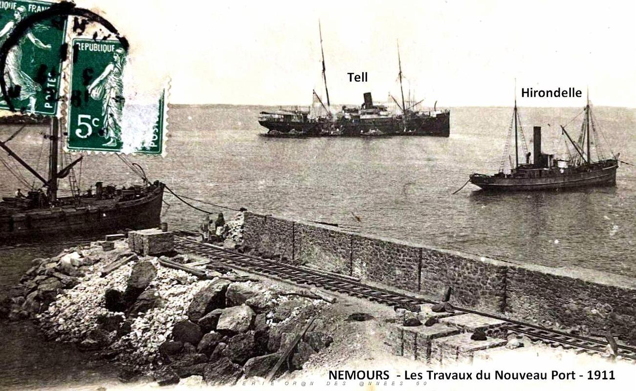 Nemours - Nouveau Port - Travaux et vue sur la Mer  - 1911.jpg
